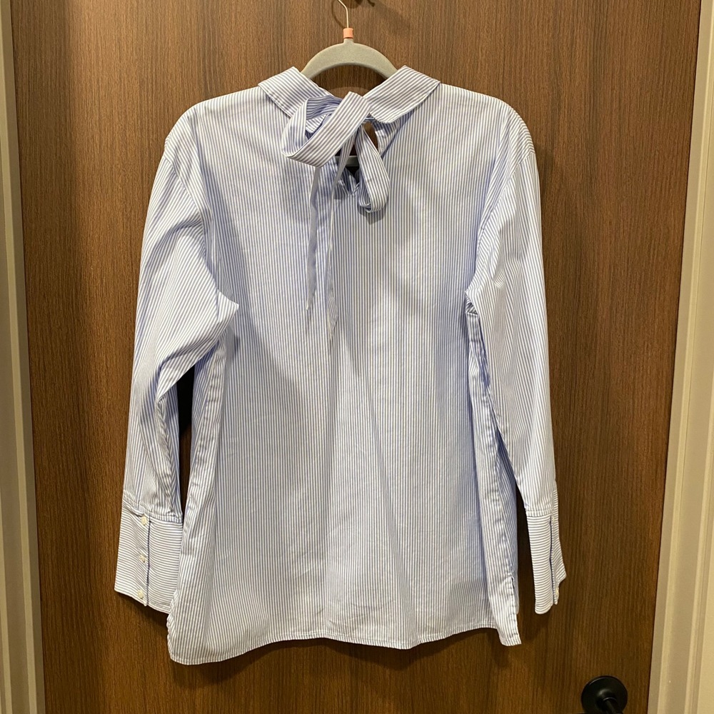 HALOGEN Striped Tie-Back Button-Up Shirt Sze Small Nordstrom Top Coastal Preppy - Picture 8 of 14